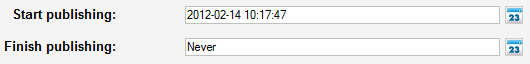 Enter start and end date of publishing